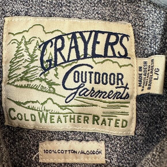 Grayers Outdoor Garments Large Oatmeal Gray Fall Winter Shacket Rugged Camp Hike - Picture 6 of 11